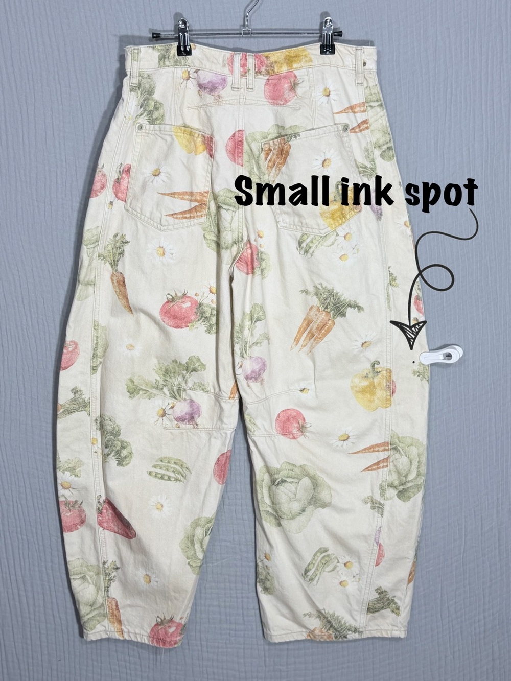We The Free Cream Vegetable-Print Wide Leg Jeans - Picture 6 of 7